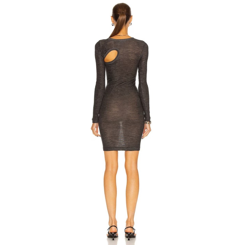 John Elliott Tubular Merino Asymmetric Dress Charcoal Gray Cutout XS Small - Picture 5 of 16